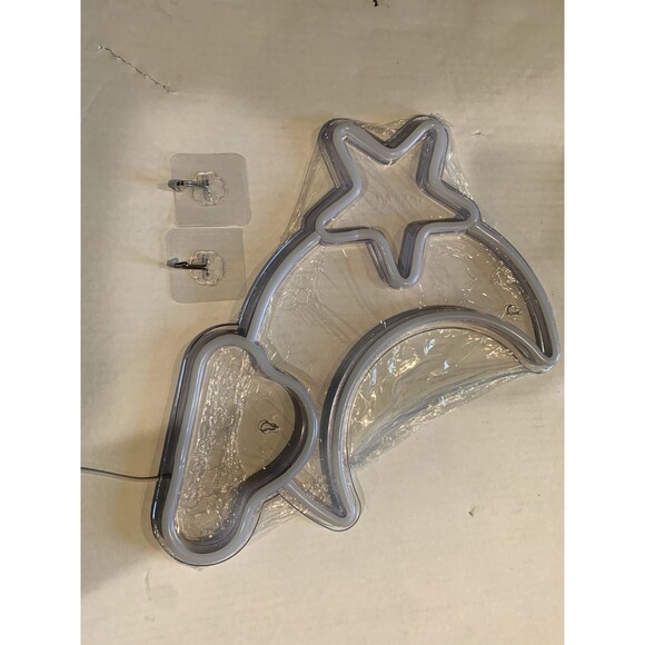 Neon Sign - Cloud and Moon Led Neon Light, Neon Lights Sign Warm White & Blue - Picture 3 of 6